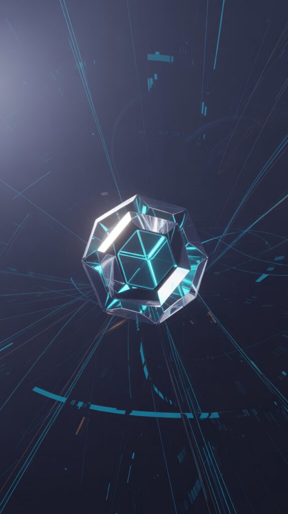 abstract-3d-render-geometric-crystal-with-data-streams