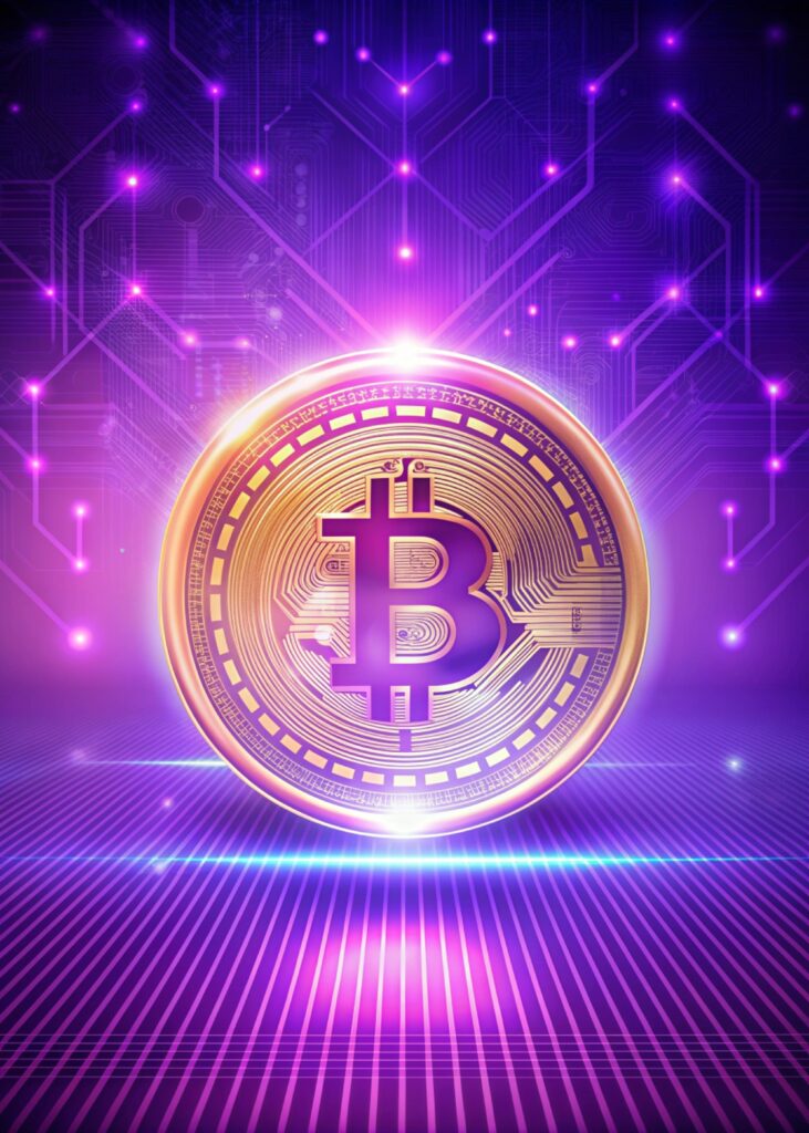 close-up-bitcoin-with-gradient-modern-background